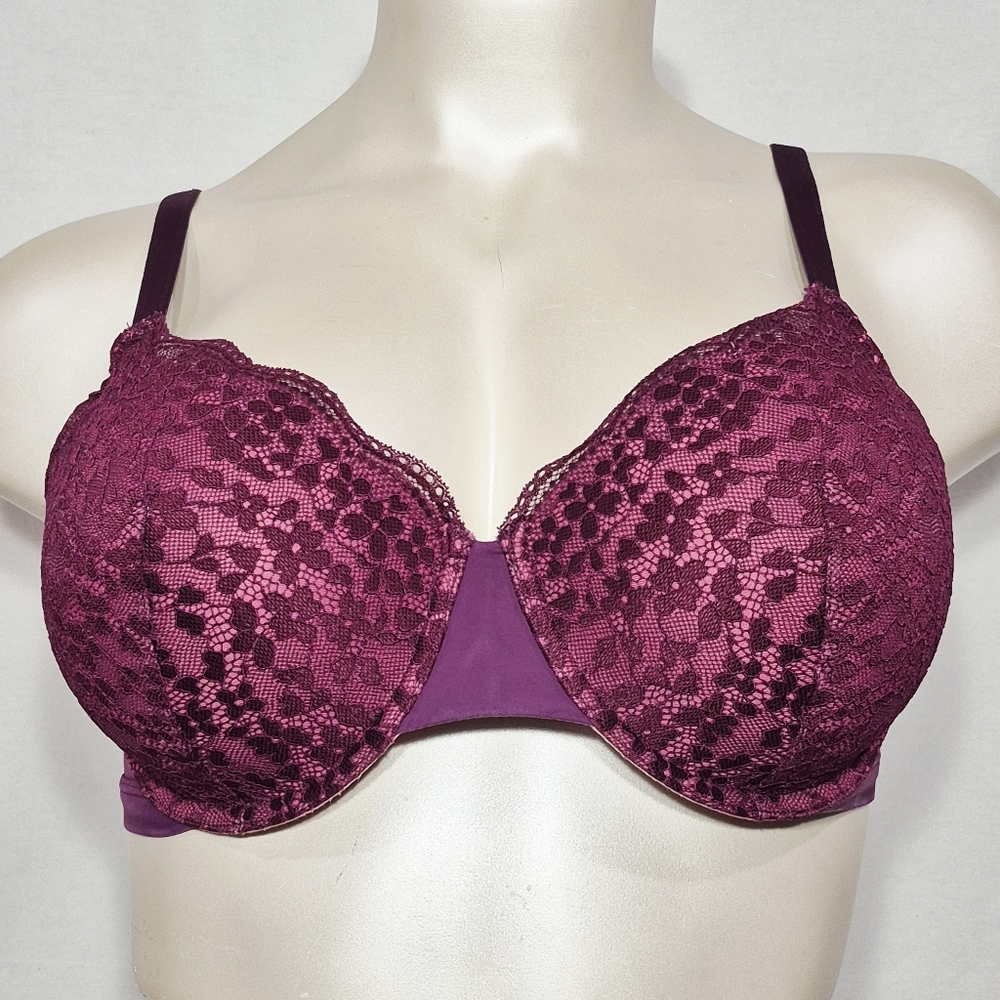 40C Warner's RF3341A Lace Escape Underwire Contour Bra Raspberry